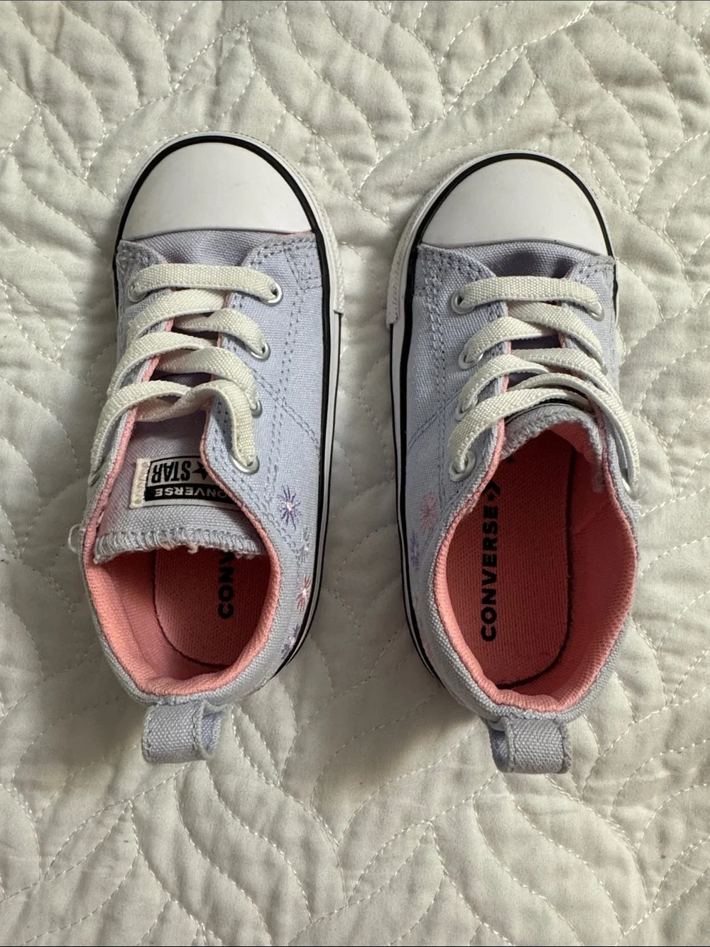 Converse Kids Light Purple Canvas Slip-On Sneakers with Pink Lining